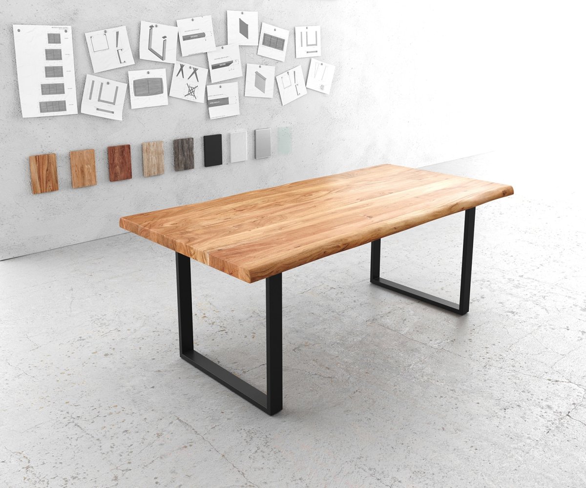 Esstisch Edge 200×100 XL Akazie Natur Metall Schmal schwarz Live-Edge – Bild 2