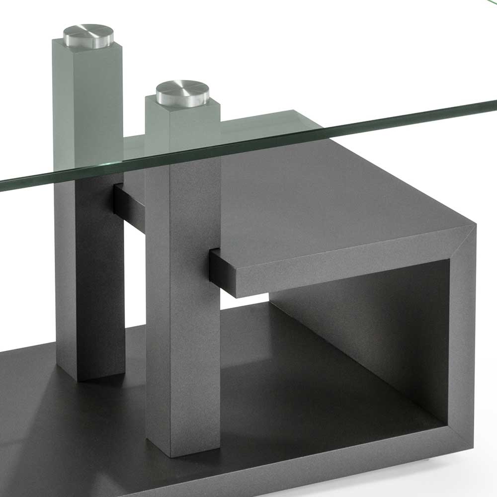 Glas Couchtisch in Anthrazit Rollen von 4Home – Bild 3