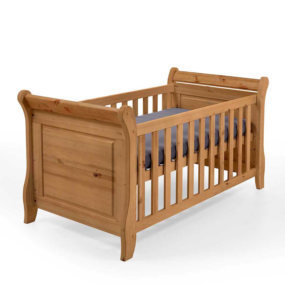 Kiefer Babybett massiv gebeizt und geölt Umbauseiten von Life Meubles