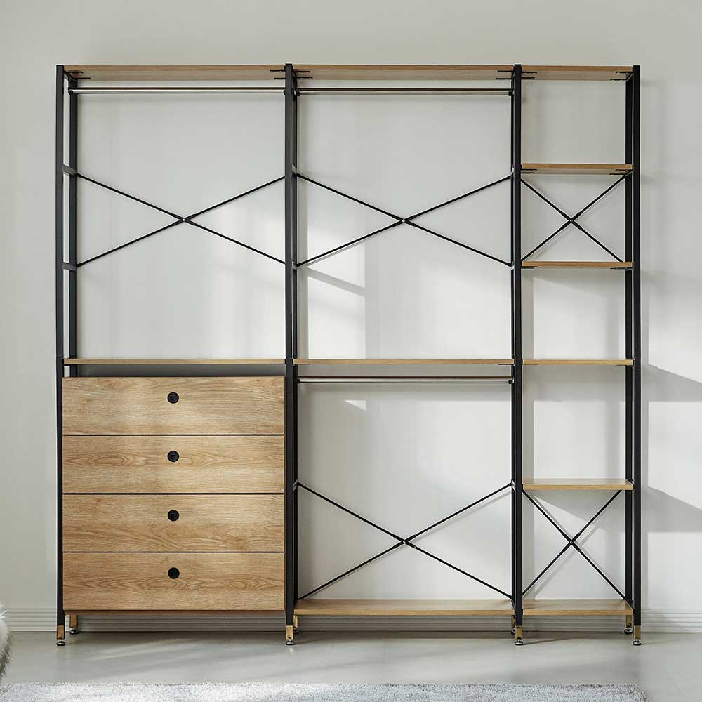 Garderobenkombination in Schwarz und Akaziefarben Loft Design von iMöbel – Bild 3