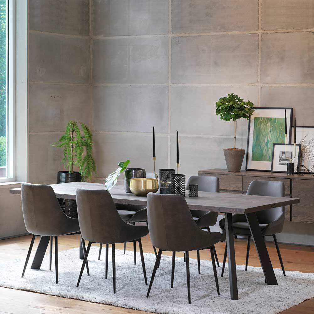 Esszimmergruppe in Eiche Rauchfarben und Dunkelgrau Tisch 240 cm breit (siebenteilig) von TopDesign – Bild 2