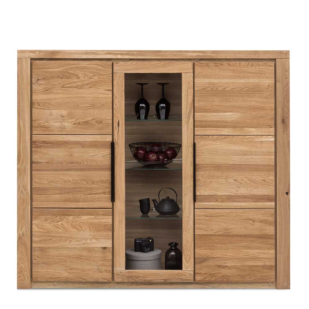 Esszimmer Highboard in Eichefarben 2 Holztüren 1 Glastür von Homedreams – Bild 2