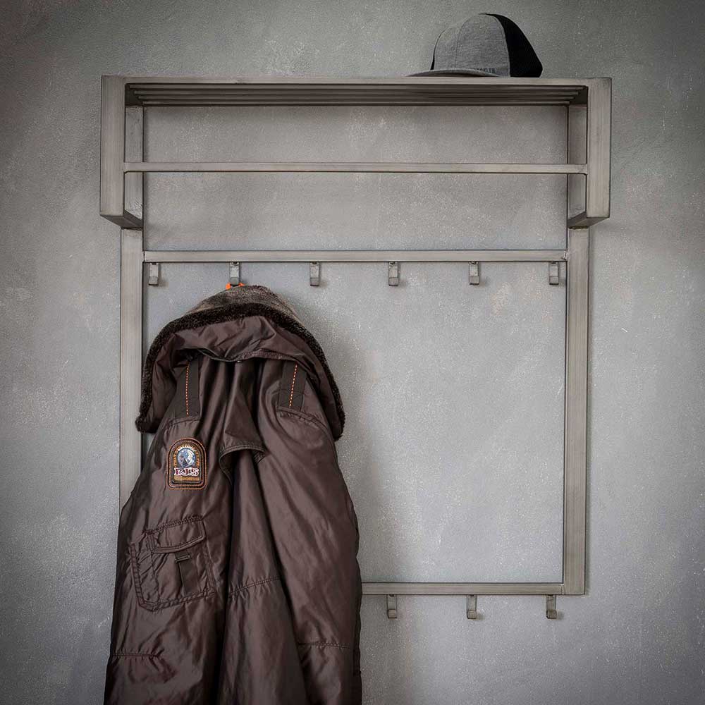 Wandgarderobenleiste aus Stahl Silberfarben von Rodario