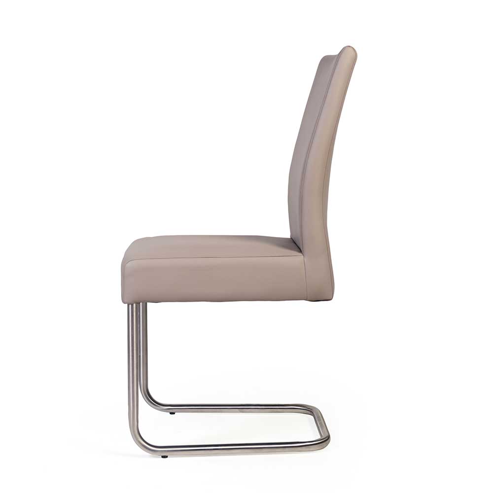 Stühle in Beige Kunstleder Freischwinger Gestell aus Edelstahl (2er Set) von Basilicana – Bild 3