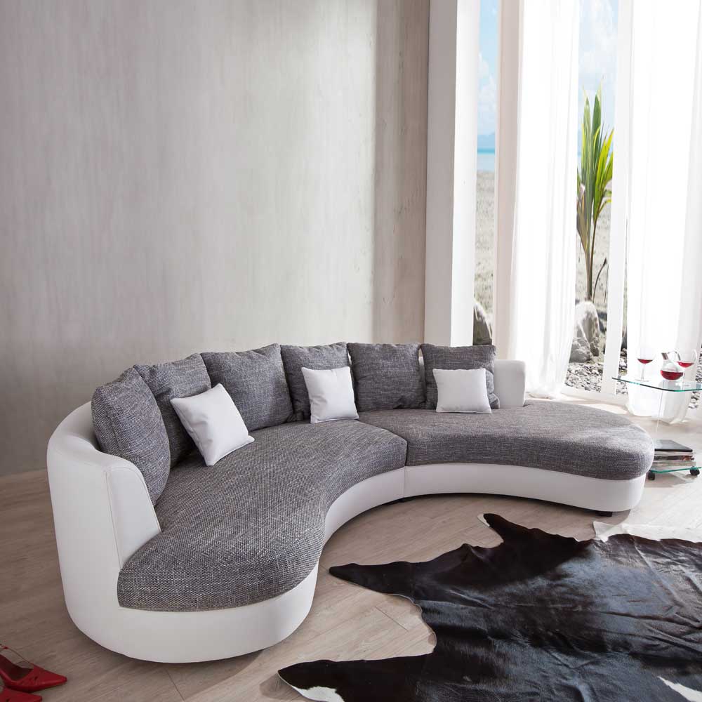 Couch in U-Form Weiß Grau von Brandolf – Bild 2