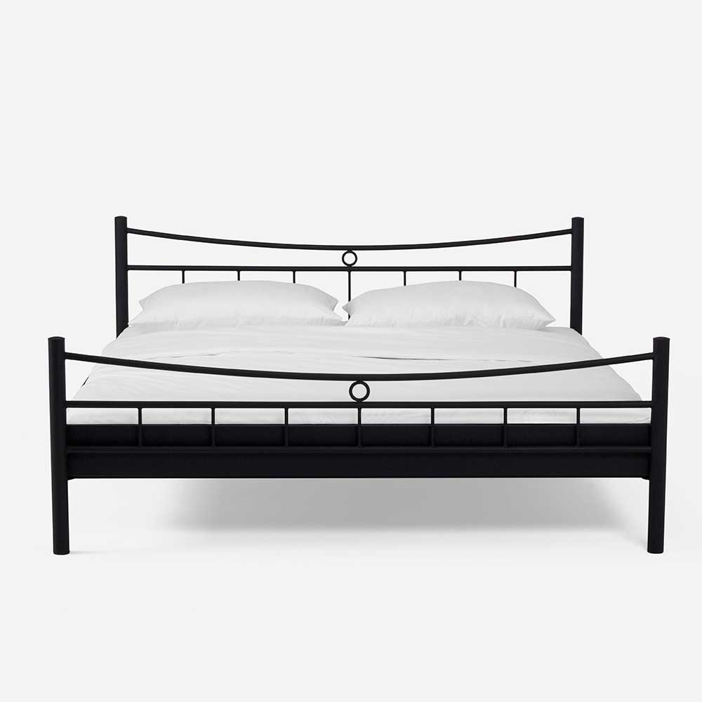 Metall Doppelbett mit Nahchttischen Eisen Schwarz (dreiteilig) von BestLivingHome – Bild 3