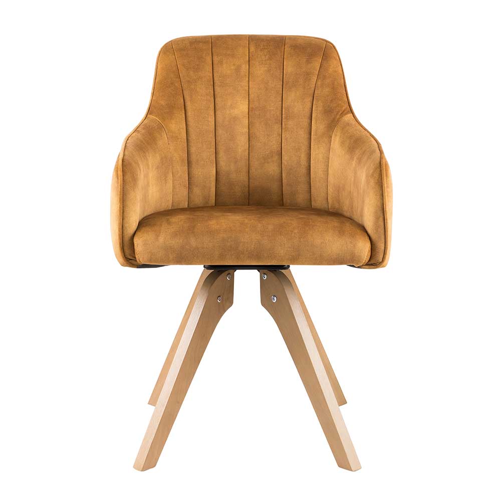 Esstisch Stühle in Gelb Velours drehbar (2er Set) von Massivio – Bild 2