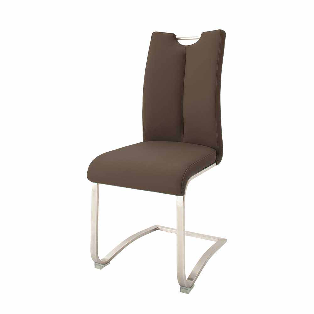 Freischwinger Set in Braun Leder Edelstahl (2er Set) von TopDesign – Bild 2