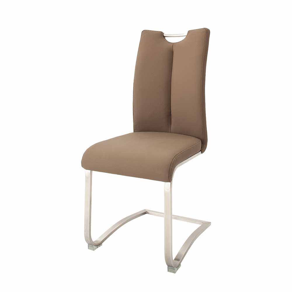Freischwinger in Braun Leder Edelstahl (2er Set) von TopDesign – Bild 2