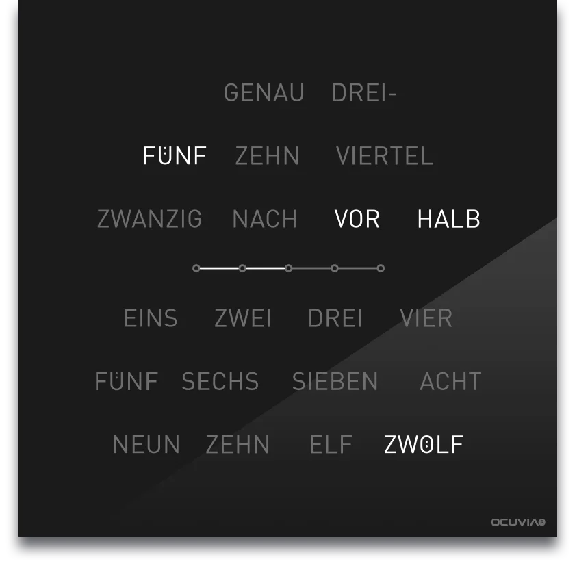 Wortuhr LISA Schwarz 40 × 40 cm | LED-Wanduhr – Bild 3